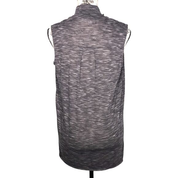 Simply Vera X-SMALL Low Drape Neck Faux Collar Heathered Raw Hem Blouse - Picture 5 of 8